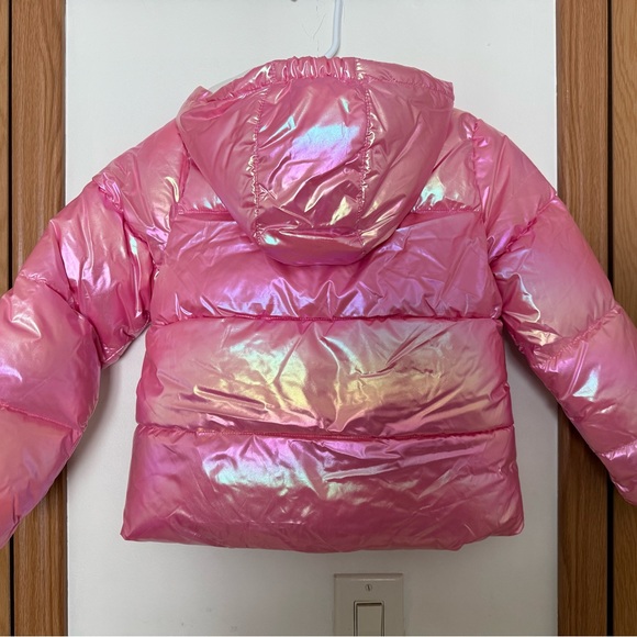 Kids Pink Iridescent Puffer Jacket - Picture 4 of 4